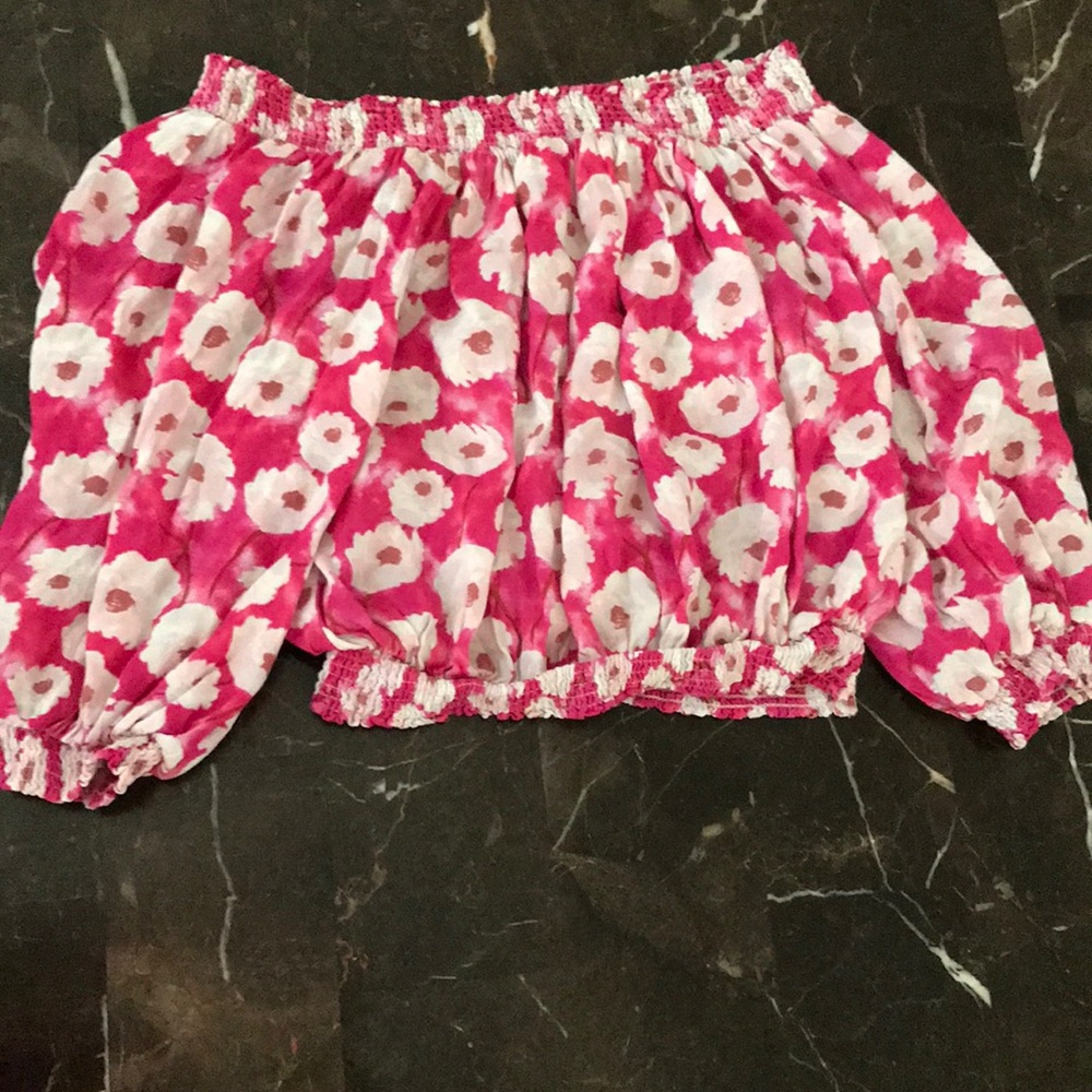 Off the shoulder pink floral forever 21 crop top